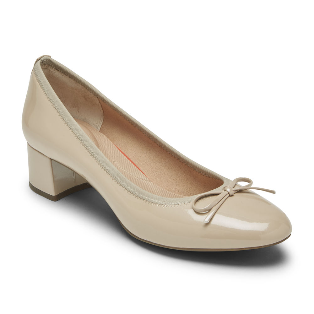 Rockport Womens Pumps Beige - Total Motion Sydney Bow - UK 987-LFTBJQ